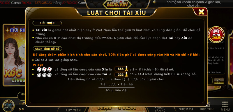 Luật chơi game tài xỉu chi tiết người chơi cần biết