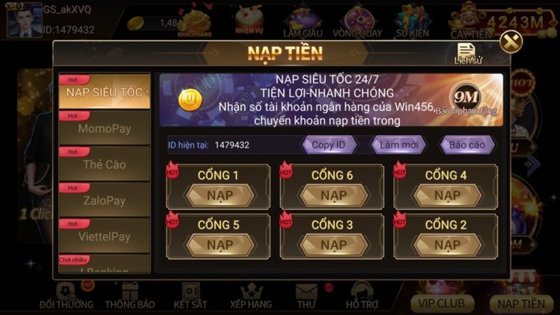 Nạp tiền chơi game cá cược, ăn thưởng lớn mỗi ngày tại Win456